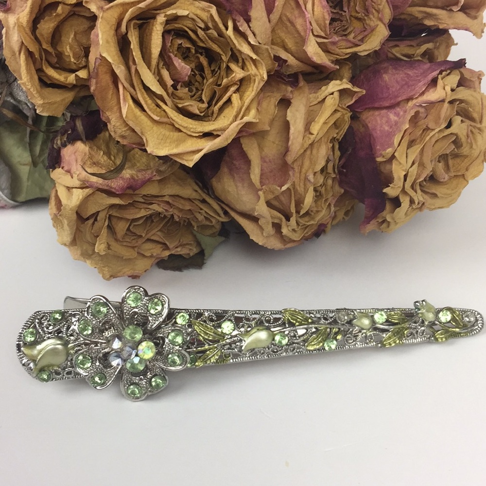 Green Jewel Hair Clip